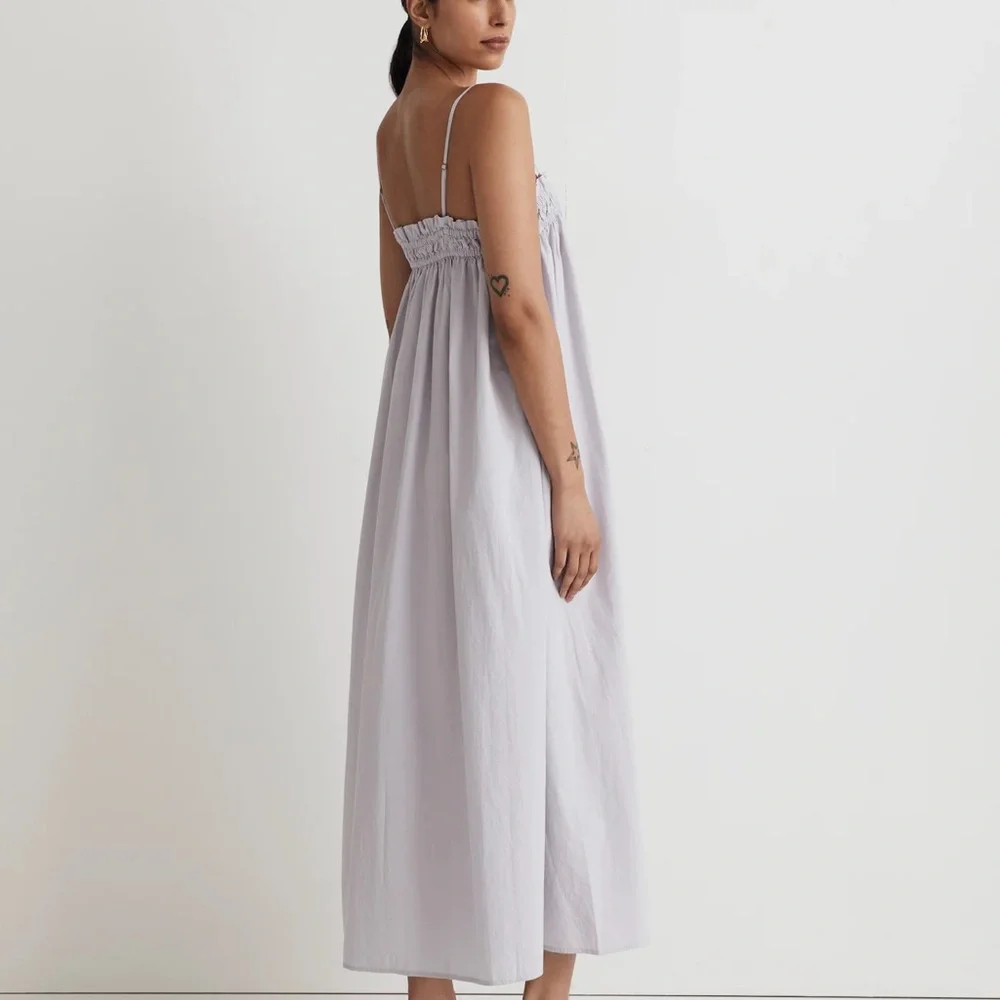 Madewell Lavender Poplin Ruffle A-Line Midi Dress - Picture 4 of 7